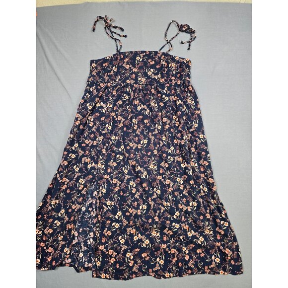 Old Navy Dresses & Skirts - Old Navy XL Womens Blue Floral Print Midi Dress With Tie Straps Cottage Core